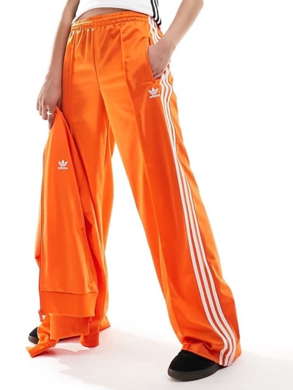 Adidas Originals Firebird Wide Leg Track Pants Orange Women’s L